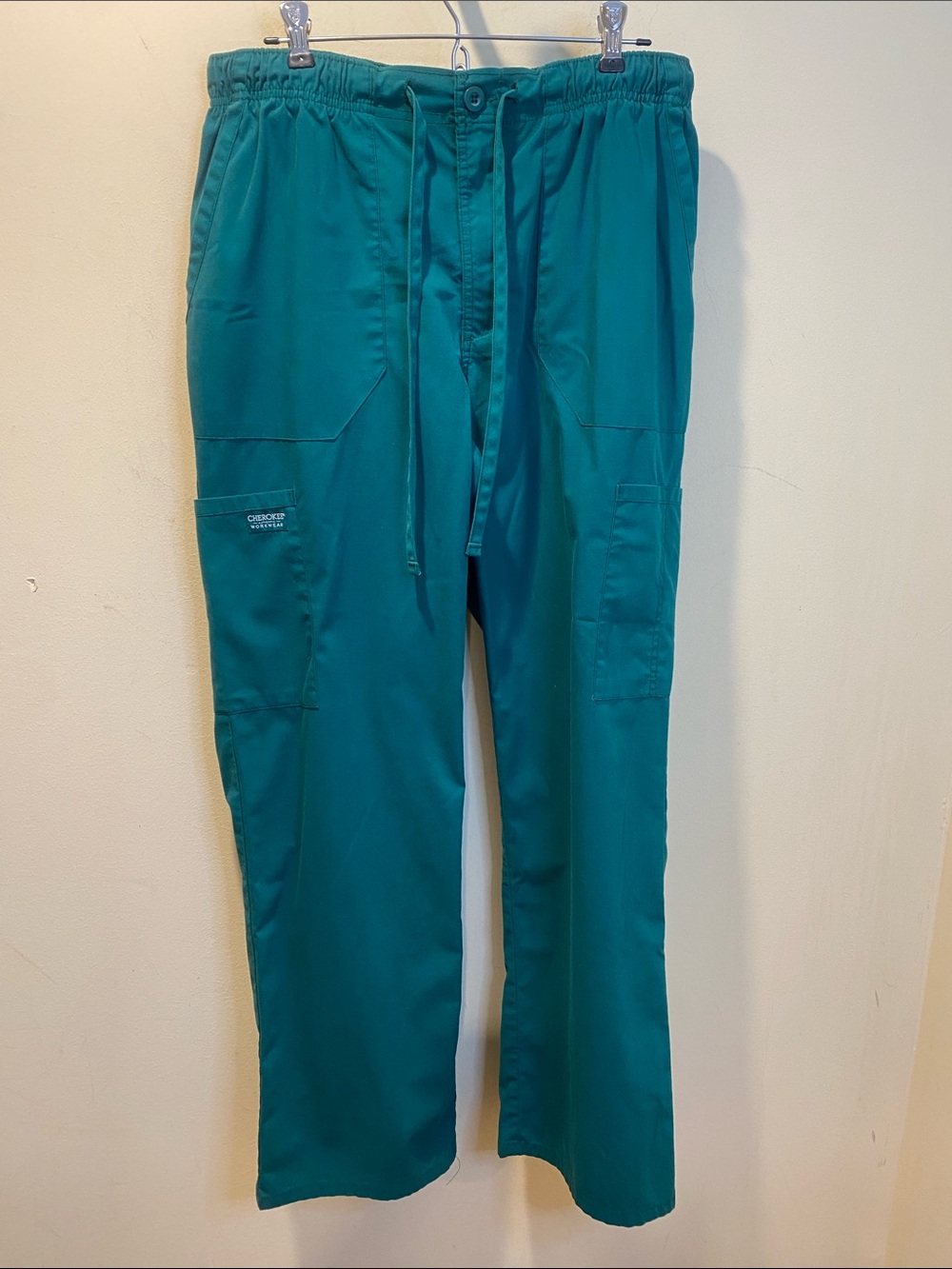 CHEROKEEE Teal Green Pull On Drawnstring Scrub Pants Size MMM